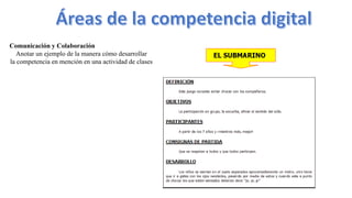Comunicación y Colaboración
Anotar un ejemplo de la manera cómo desarrollar
la competencia en mención en una actividad de clases
 