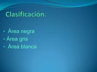 • Área negra
• Área gris
• Área blanca
 
