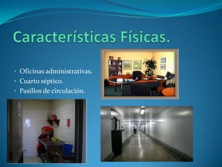 • Oficinas administrativas.
• Cuarto séptico.
• Pasillos de circulación.
 