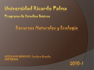 Universidad Ricardo palma Programa de estudios básicos recursos naturales y ecología Arellano hidalgo, Teodoro Braulio 200920666 2010-I 