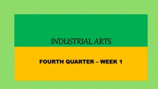 INDUSTRIAL ARTS
FOURTH QUARTER – WEEK 1
 
