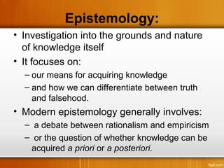 Areas of philosophy in Education | PPT