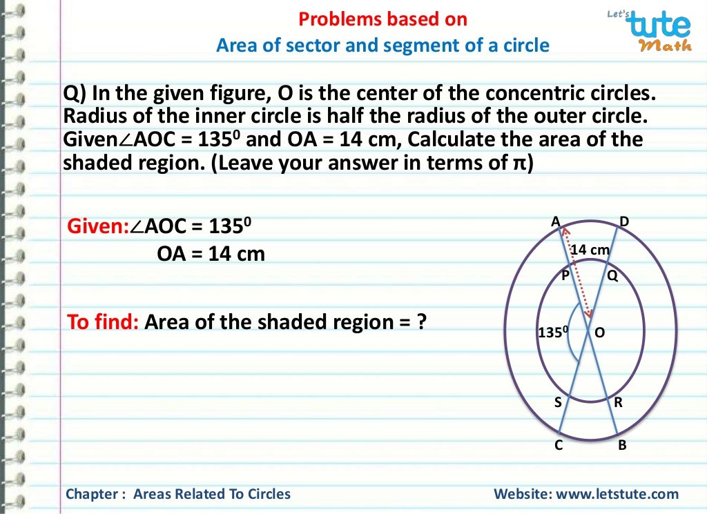 Areas related to circles Area of sector and segment of a circle (Cl…