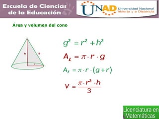 Área y volumen del cono
 