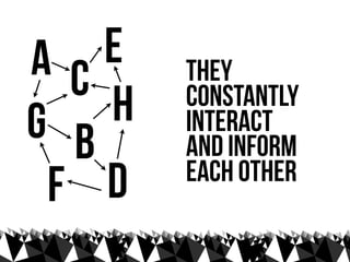 AC  E   they
G b H   constantly
        interact
        and inform
 F D    each other
 