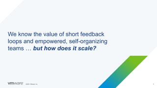 ©2021 VMware, Inc. 3
We know the value of short feedback
loops and empowered, self-organizing
teams … but how does it scale?
 