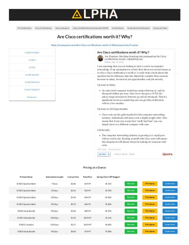 Are cisco certifications worth it?