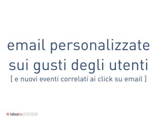 email personalizzate
sui gusti degli utenti
[ e nuovi eventi correlati ai click su email ]
 