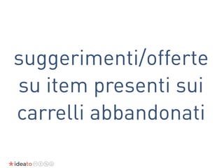 suggerimenti/offerte
su item presenti sui
carrelli abbandonati
 