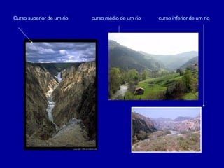 Curso superior de um rio  curso médio de um rio  curso inferior de um rio  