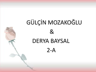 GÜLÇİN MOZAKOĞLU
&
DERYA BAYSAL
2-A

 