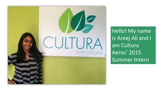 Hello! My name
is Areej Ali and I
am Cultura
Aeros’ 2015
Summer Intern
 