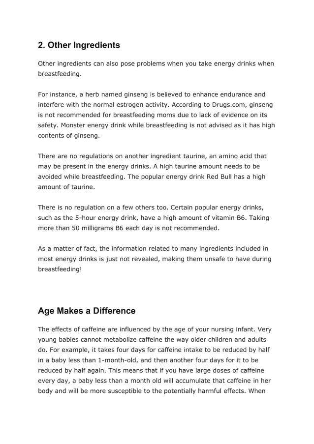 Are energy drinks safe during breastfeeding