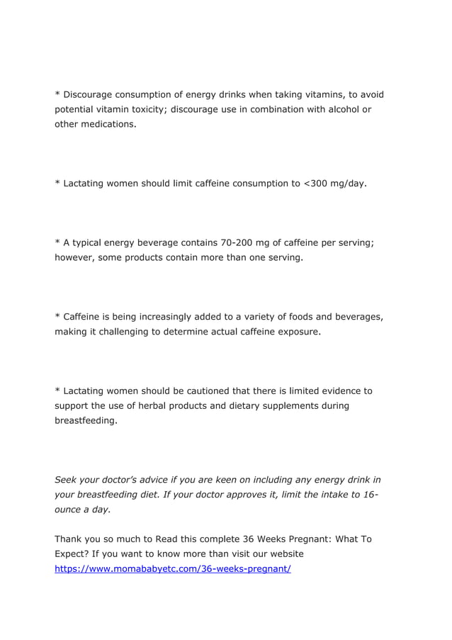 Are energy drinks safe during breastfeeding