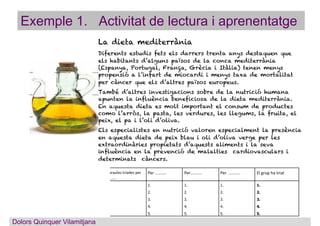 Exemple 1. Activitat de lectura i aprenentatge
Dolors Quinquer Vilamitjana
 