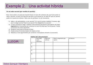 Exemple 2. Una activitat híbrida
LLEGIR:
Dolors Quinquer Vilamitjana
 