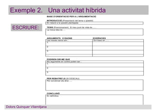 Exemple 2. Una activitat híbrida
ESCRIURE:
Dolors Quinquer Vilamitjana
 