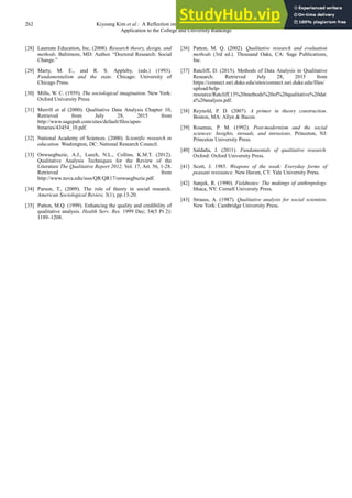 A Reflection On The Research Method And Exemplary | PDF