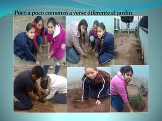  Poco a poco comenzó a verse diferente el jardín.
 