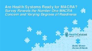 Are Health Systems Ready for MACRA?
Survey Reveals the Number One MACRA
Concern and Varying Degrees of Readiness
Bobbi Brown
Dorian DiNardo
 