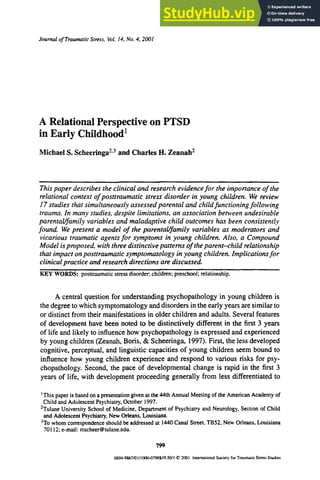 A Relational Perspective On PTSD In Early Childhood | PDF