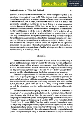 A Relational Perspective On PTSD In Early Childhood | PDF