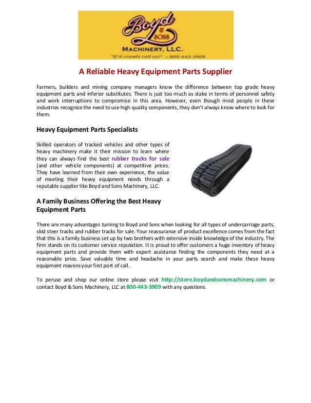 A reliable heavy equipment parts supplier