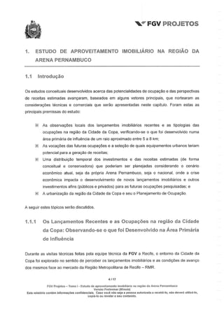 Relatório da FGV sobre a Arena Pernambuco