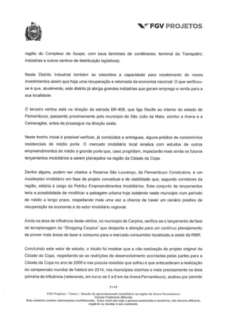 Relatório da FGV sobre a Arena Pernambuco