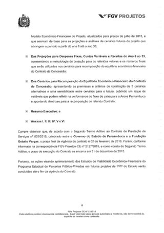 Relatório da FGV sobre a Arena Pernambuco