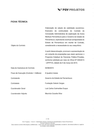 Relatório da FGV sobre a Arena Pernambuco