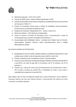 Relatório da FGV sobre a Arena Pernambuco