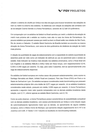Relatório da FGV sobre a Arena Pernambuco
