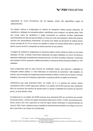 Relatório da FGV sobre a Arena Pernambuco