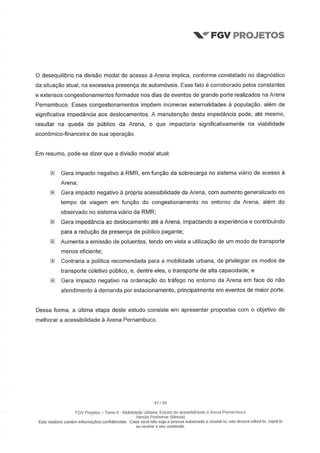 Relatório da FGV sobre a Arena Pernambuco