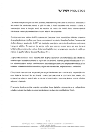 Relatório da FGV sobre a Arena Pernambuco