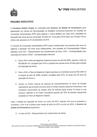 Relatório da FGV sobre a Arena Pernambuco