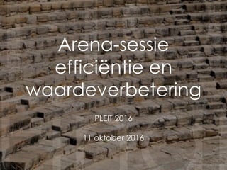 Ha
Hans Schuurman
Finance Planning & Control
Arena-sessie
efficiëntie en
waardeverbetering
PLEIT 2016
11 oktober 2016
 