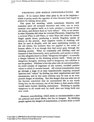 Arendt, Hannah, Thinking and Moral Considerations , Social Research, 38:3 (1971:Autumn)
p.417
 
