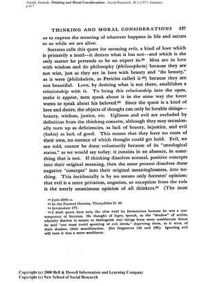 Arendt, Hannah, Thinking and Moral Considerations , Social Research, 38:3 (1971:Autumn)
p.417
 