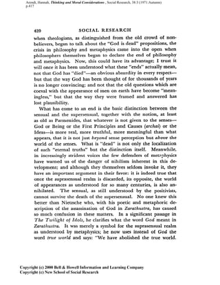 Arendt, Hannah, Thinking and Moral Considerations , Social Research, 38:3 (1971:Autumn)
p.417
 