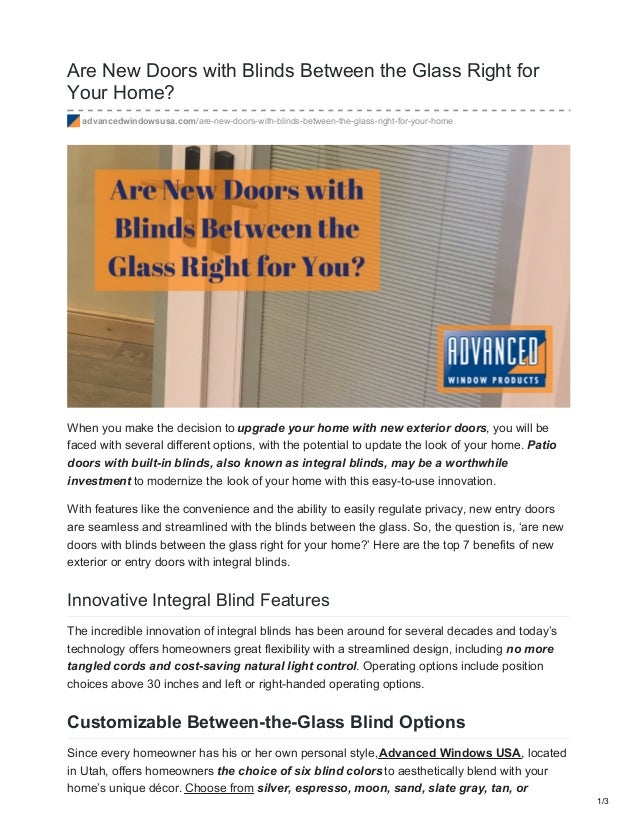 Are New Doors With Blinds Between The Glass Right For Your Home