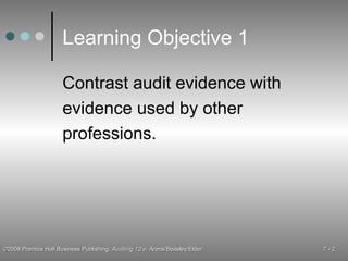 Learning Objective 1 Contrast audit evidence with evidence used by other professions. 