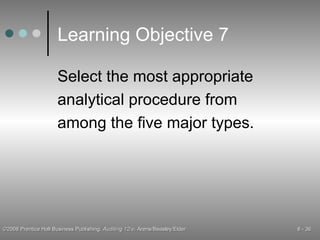 Learning Objective 7 Select the most appropriate analytical procedure from among the five major types. 