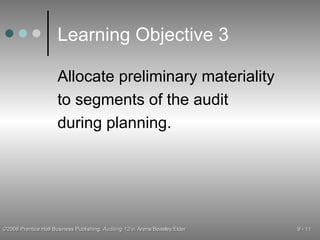 Learning Objective 3 Allocate preliminary materiality to segments of the audit during planning. 