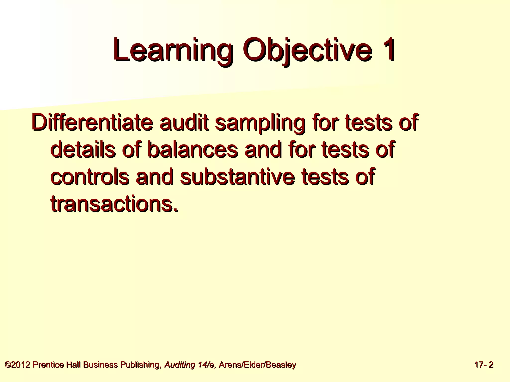 Audit Sampling for Tests of Details of Balances | PPT