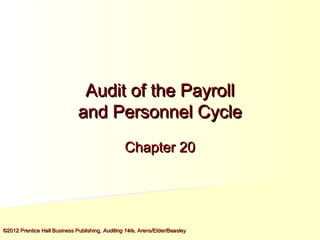 Audit of the Payroll
and Personnel Cycle
Chapter 20

©2012 Prentice Hall Business Publishing, Auditing 14/e, Arens/Elder/Beasley

5-5

 