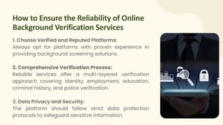 Are Online Background Verification Services Reliable? | PDF