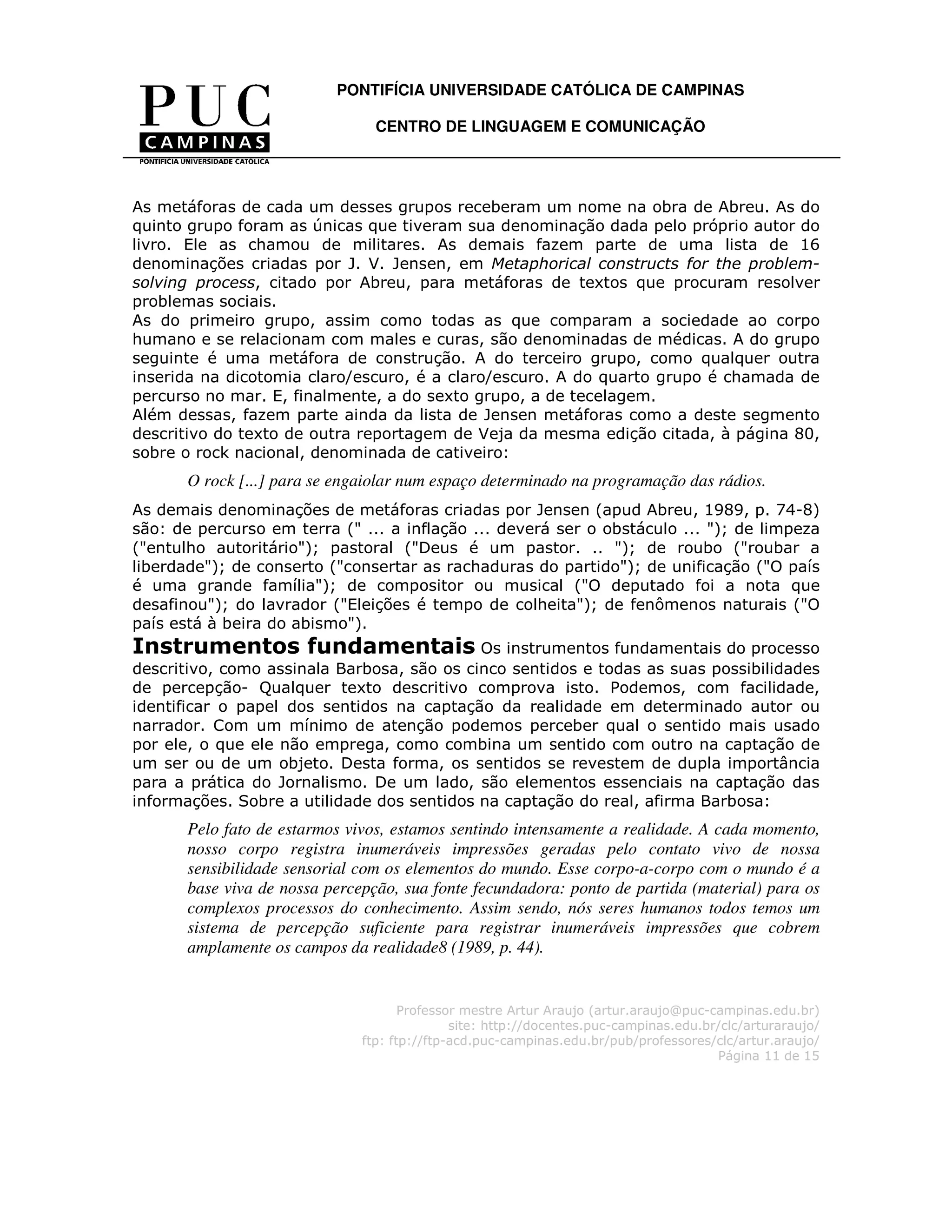 A reportagem descritiva