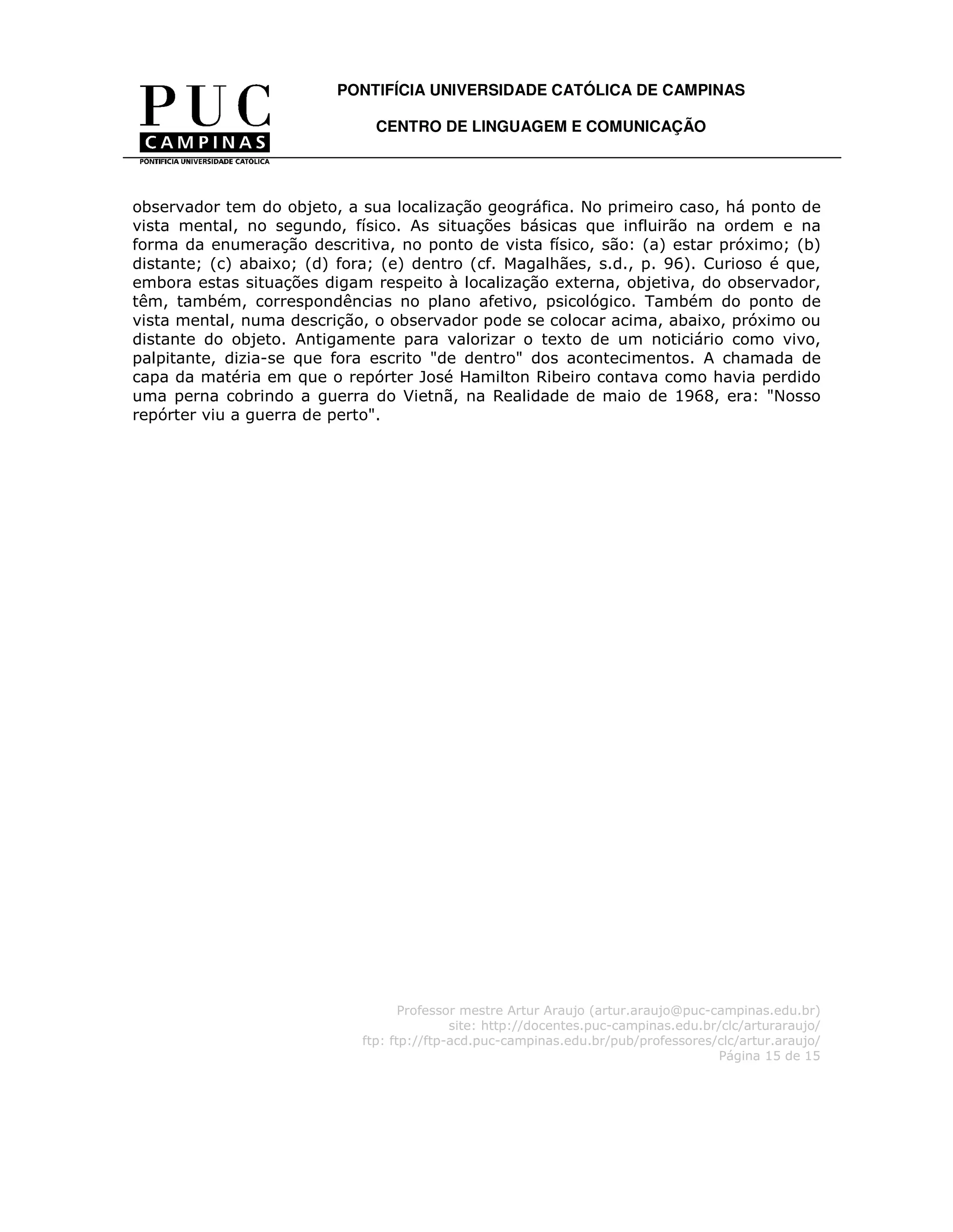 A reportagem descritiva